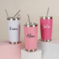 Custom Personalized Name Tumbler, Girl's Trip 20oz Tumblers,Stainless Steel Cup Straw, Wedding Party Bridesmaid Gifts, Birthday Mug