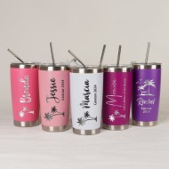 Personalized Beach Tumbler for Girl's Trip, Vacation 20 OZ Tumblers, Girls Weekend Gift, Laser Engraved Cups, Stainless Steel Mug