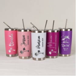 Personalized Beach Tumbler for Girl's Trip, Vacation 20 OZ Tumblers, Girls Weekend Gift, Laser Engraved Cups, Stainless Steel Mug